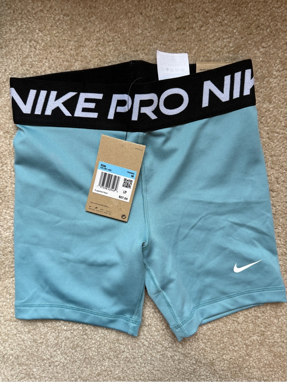 Nike Pro Kids Light Blue Compression Shorts